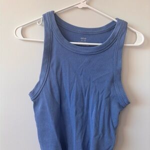Aerie Blue Ribbed Cropped Tank Top XS